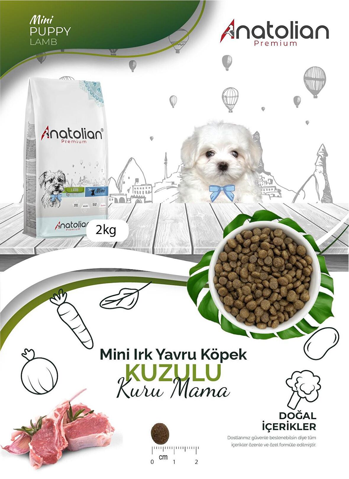 Anatolian Premium Mini Puppy Lamb Kuzulu Küçük Irk Yavru Köpek Maması 2 Kg