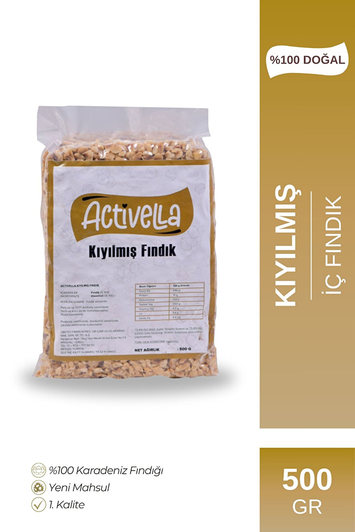 Activella Kıyılmış İç Fındık 500gr