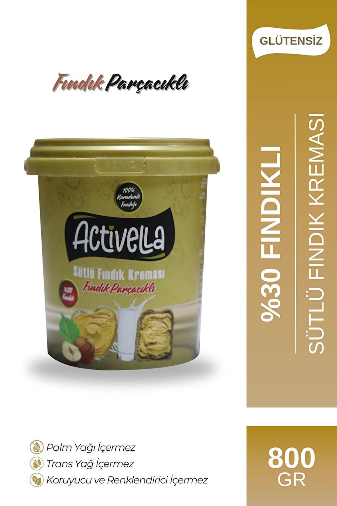 Activella Sütlü Fındık Kreması Parçacıklı 800gr %30 Fındıklı