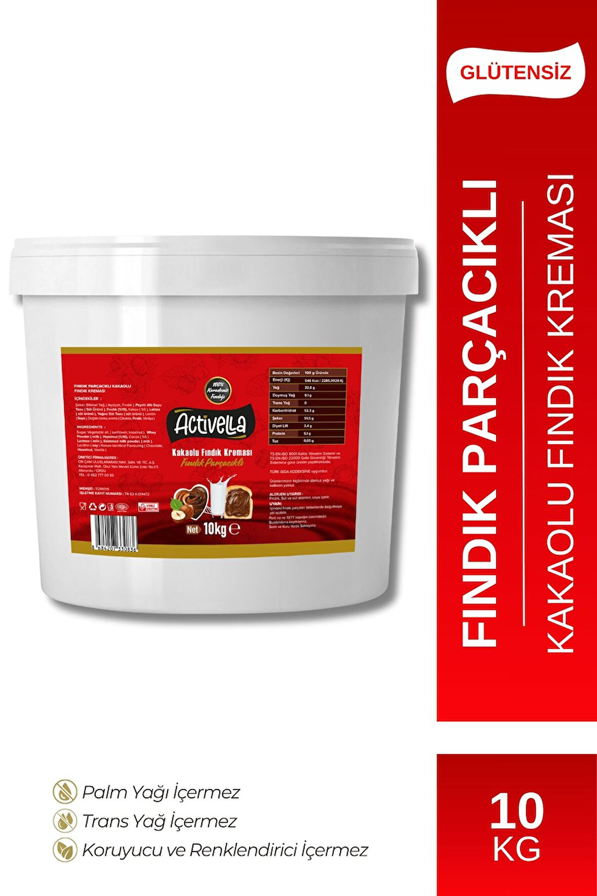 Activella Kakaolu Fındık Kreması Parçacıklı 10kg