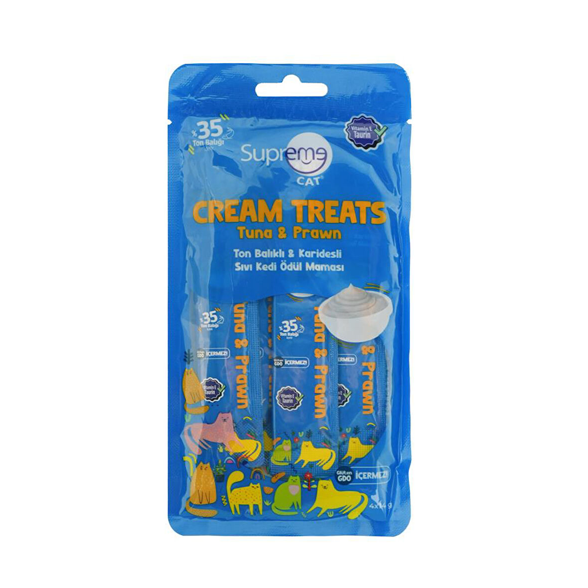 Supreme Cat Sıvı Kedi Ödül Maması Ton Balıklı & Karidesli 4x14 Gr