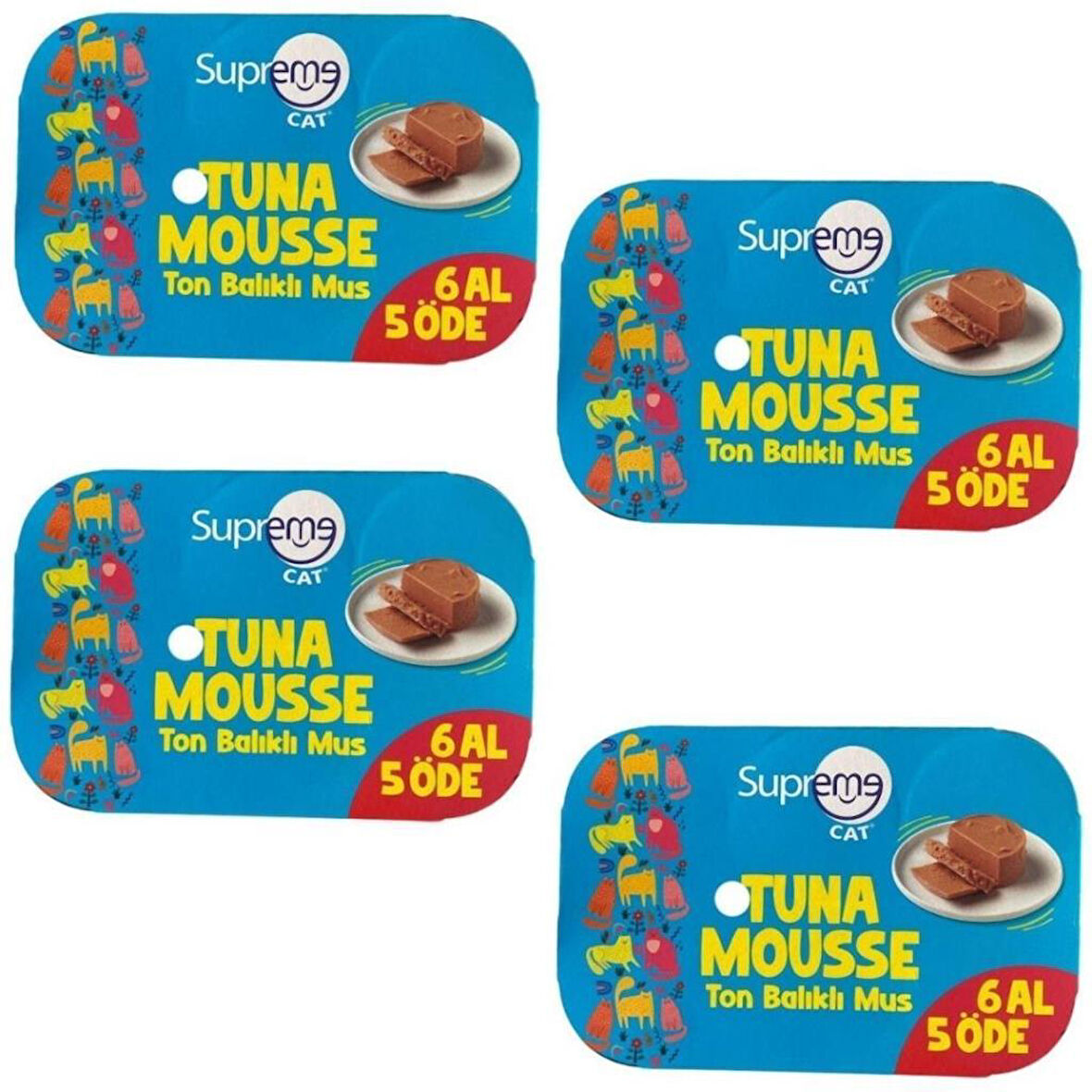 Supreme Cat Ton  Balıklı Püre Kedi Konservesi 85 Gr 6 Al 5 Öde x 4 Adet