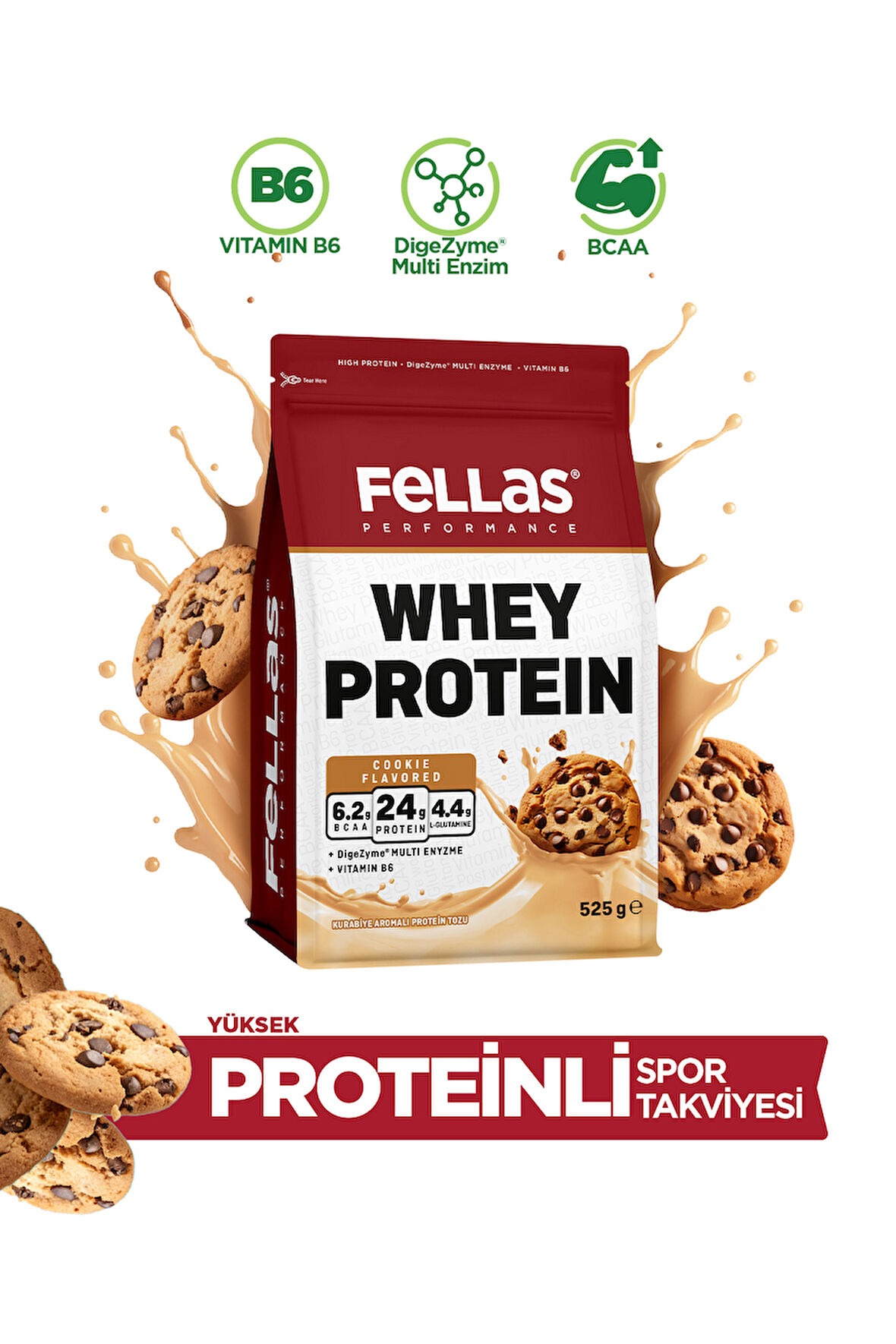 Fellas Protein Tozu Doypack - Kurabiye Aromalı (525g)
