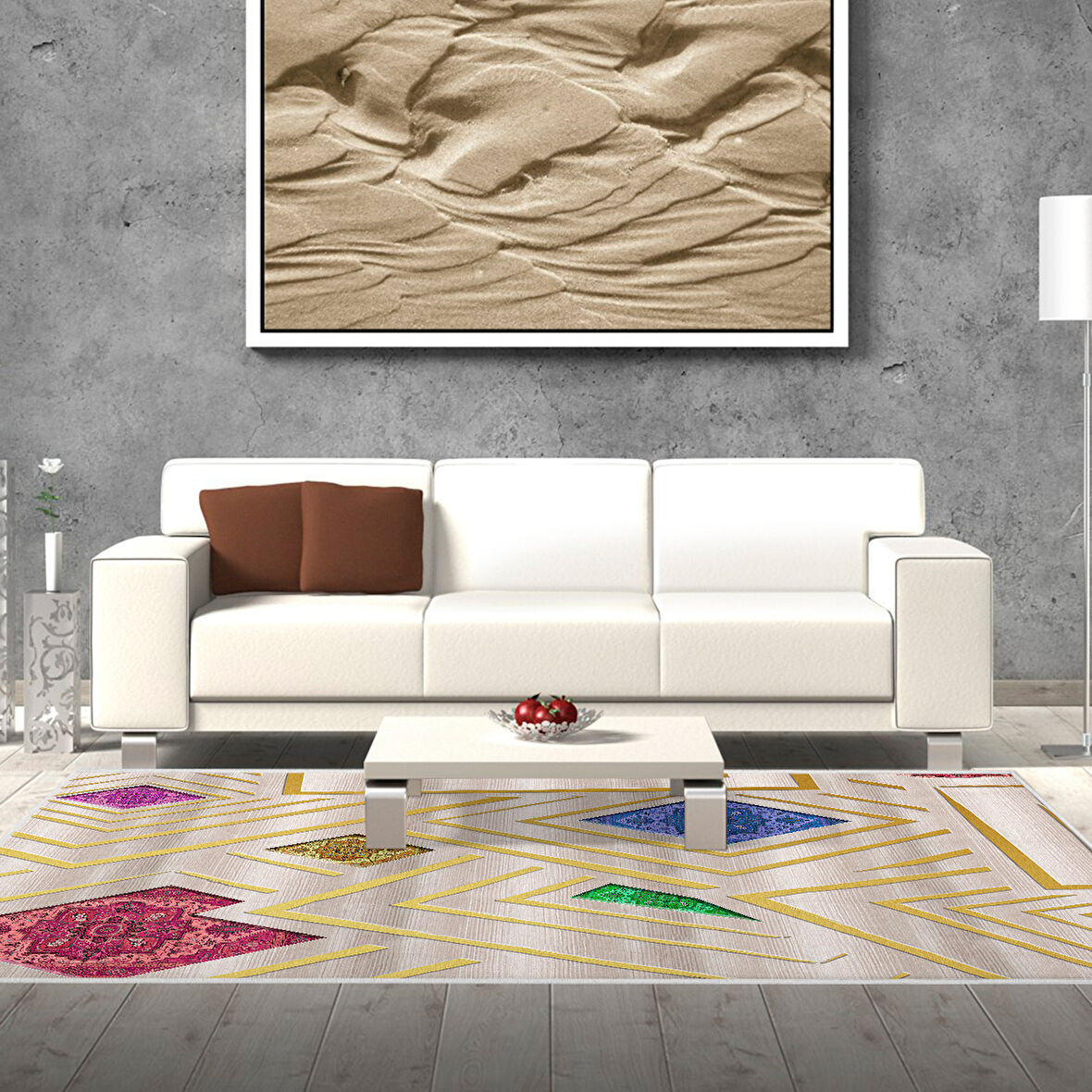 Dekoreko Kaymaz Taban Djt Salon Halısı Star Pamuk Modern P1337