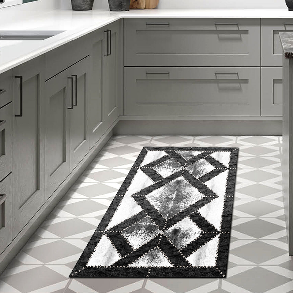 Dekoreko Kaymaz Taban Djt Mutfak Halısı Trend Modern 722
