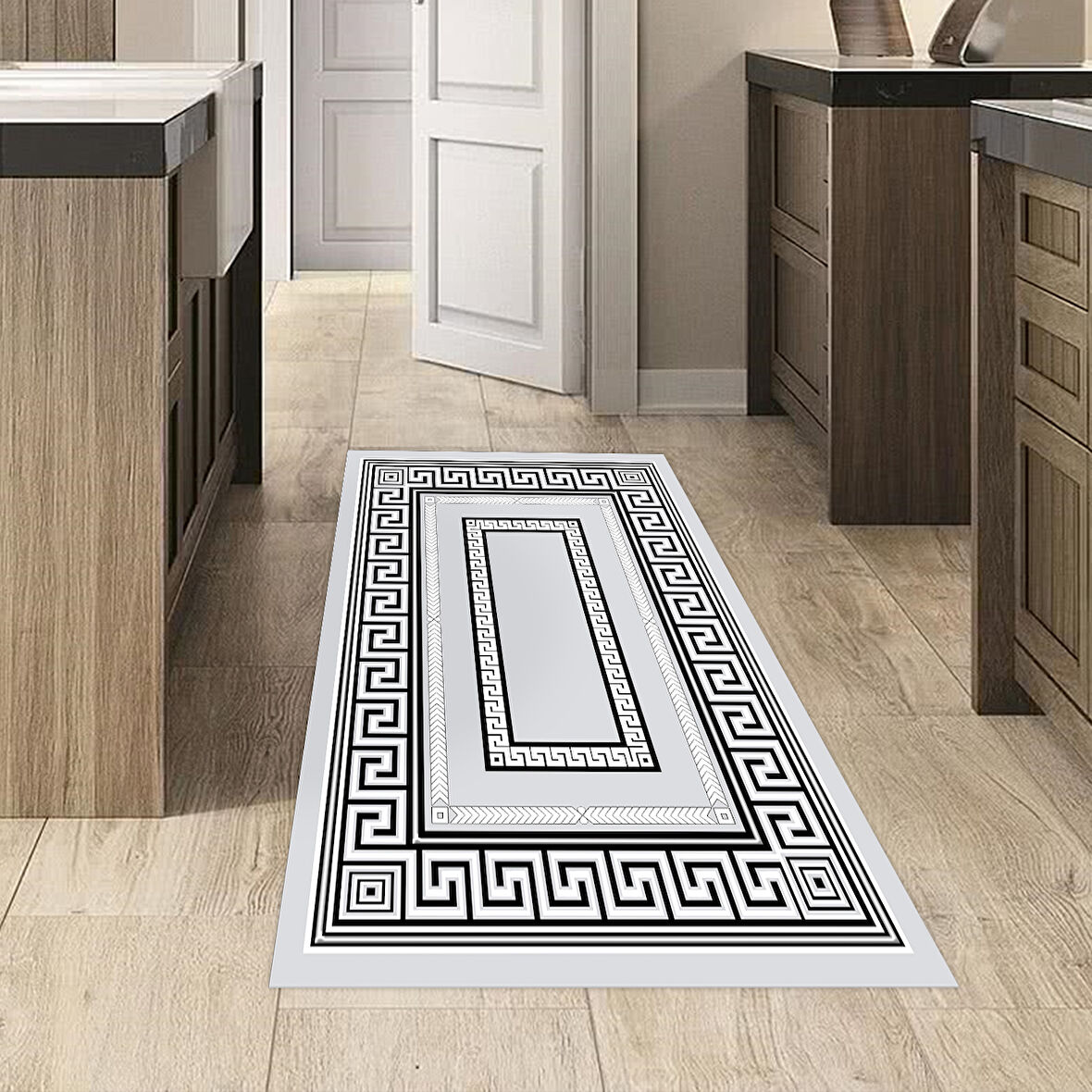 Dekoreko Kaymaz Taban Djt Mutfak Halısı Yıldız Deri Modern 651M