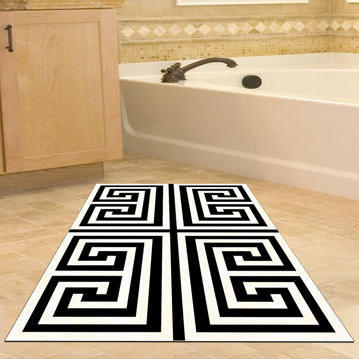 Dekoreko Kaymaz Taban Djt Banyo Halısı Star Pamuk Modern 658M