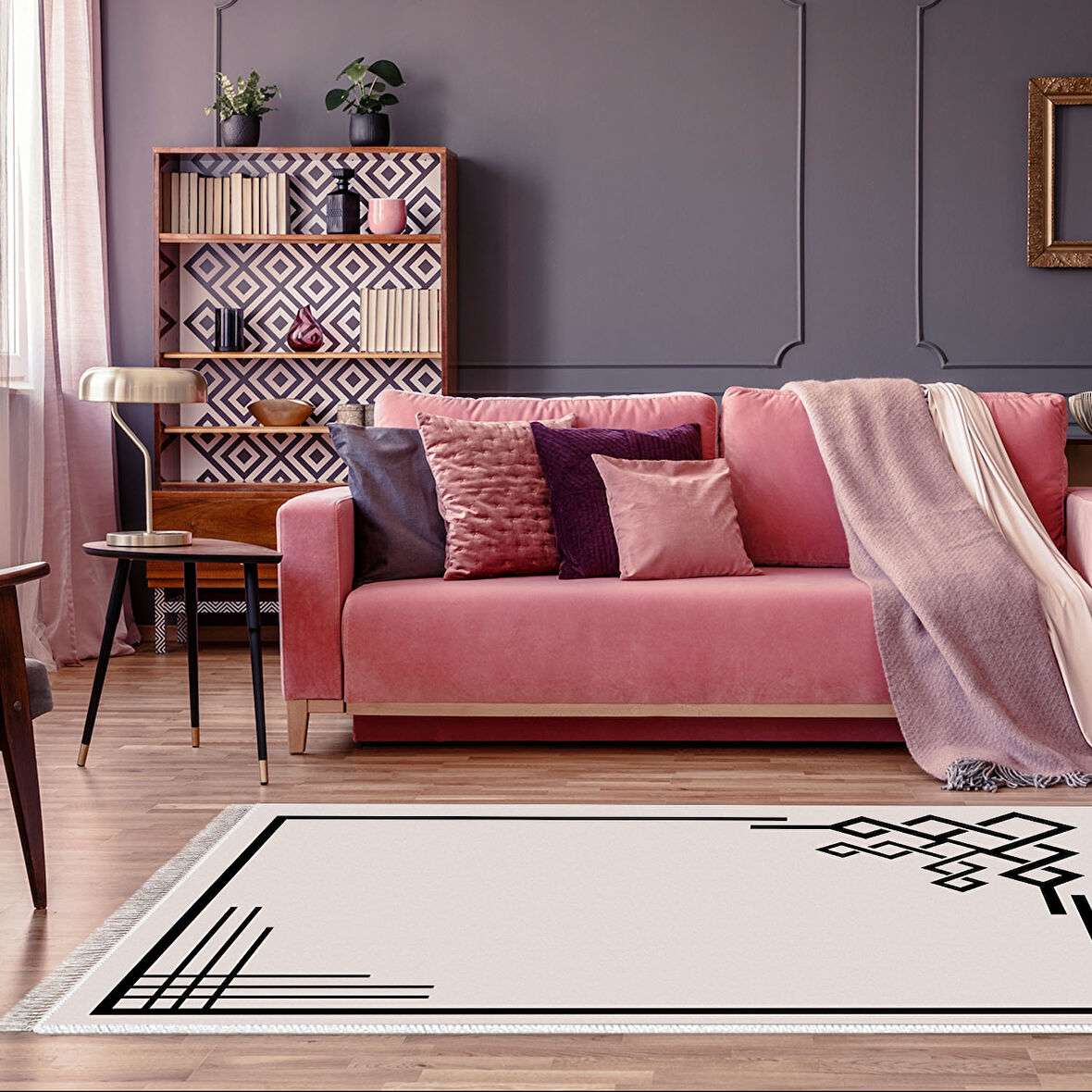 Dekoreko Kaymaz Taban Djt Salon Halısı Trend Saçaklı Modern 1919
