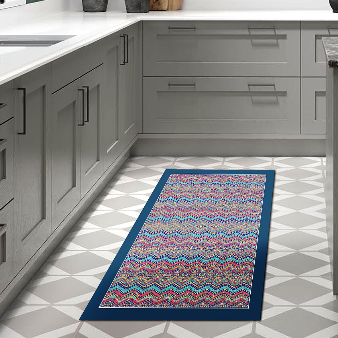 Dekoreko Kaymaz Taban Djt Mutfak Halısı Star Pamuk Modern 1935