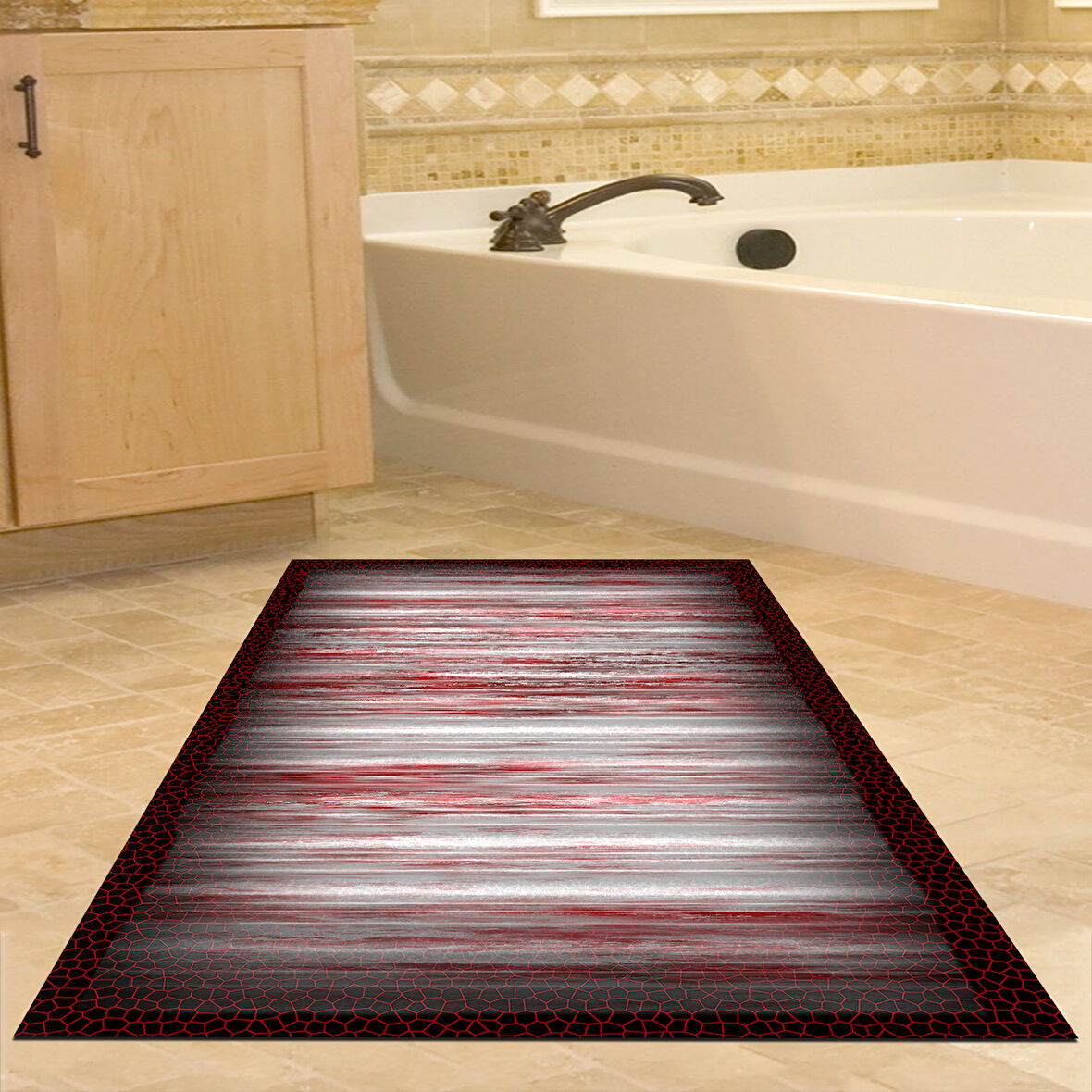 Dekoreko Kaymaz Taban Djt Banyo Halısı Star Pamuk Modern 1693