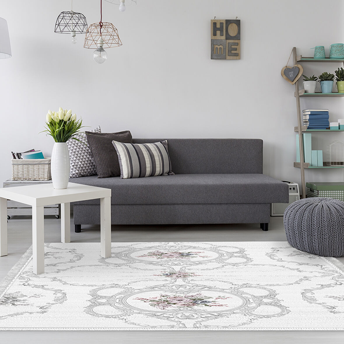 Dekoreko Kaymaz Taban Djt Salon Halısı Star Pamuk Saçaklı Modern 1494