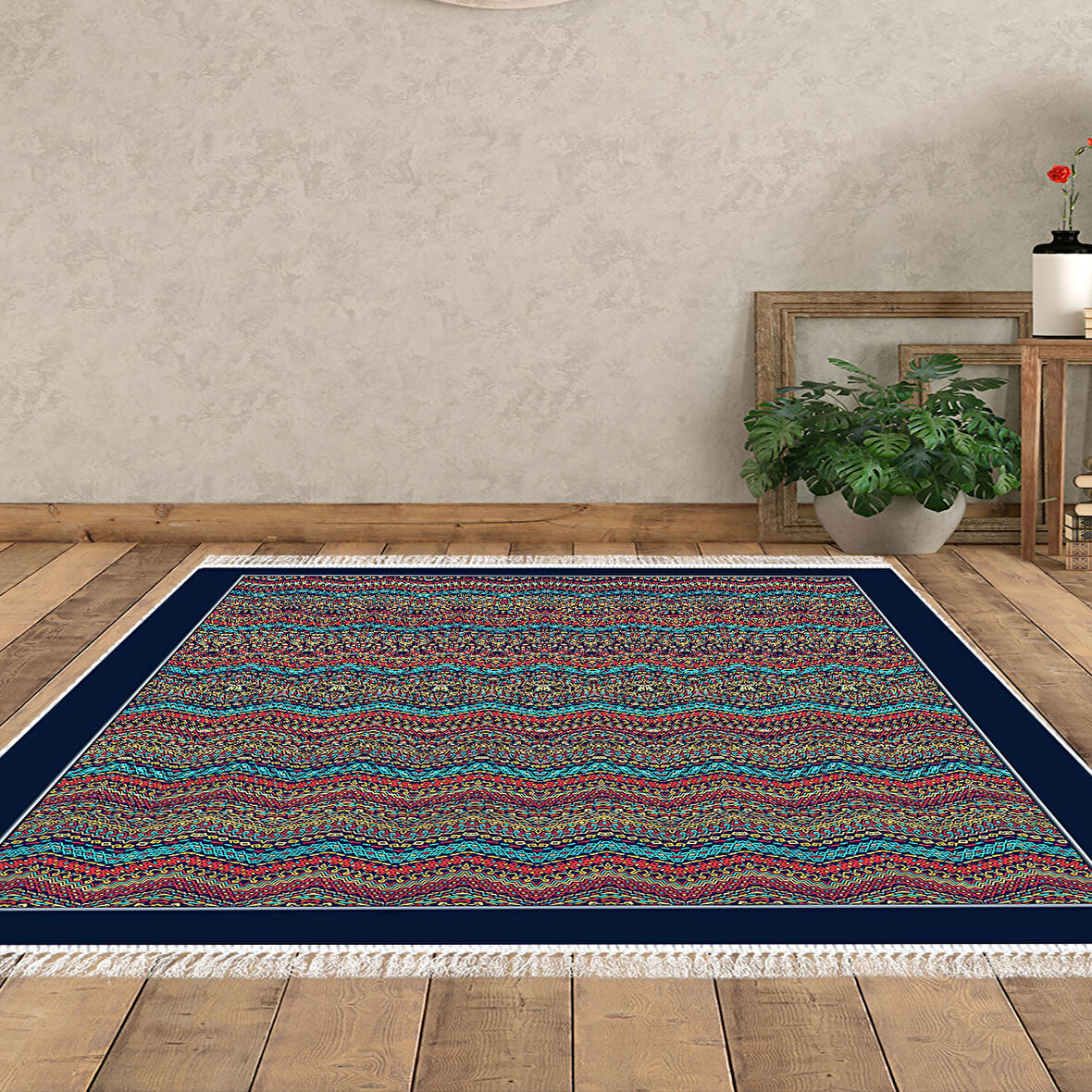 Dekoreko Kaymaz Taban Djt Salon Halısı Yıldız Deri Saçaklı Modern 1935