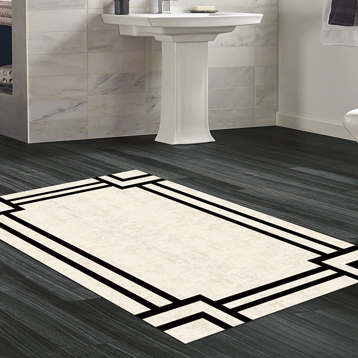 Dekoreko Kaymaz Taban Djt Banyo Halısı Star Pamuk Modern 1920