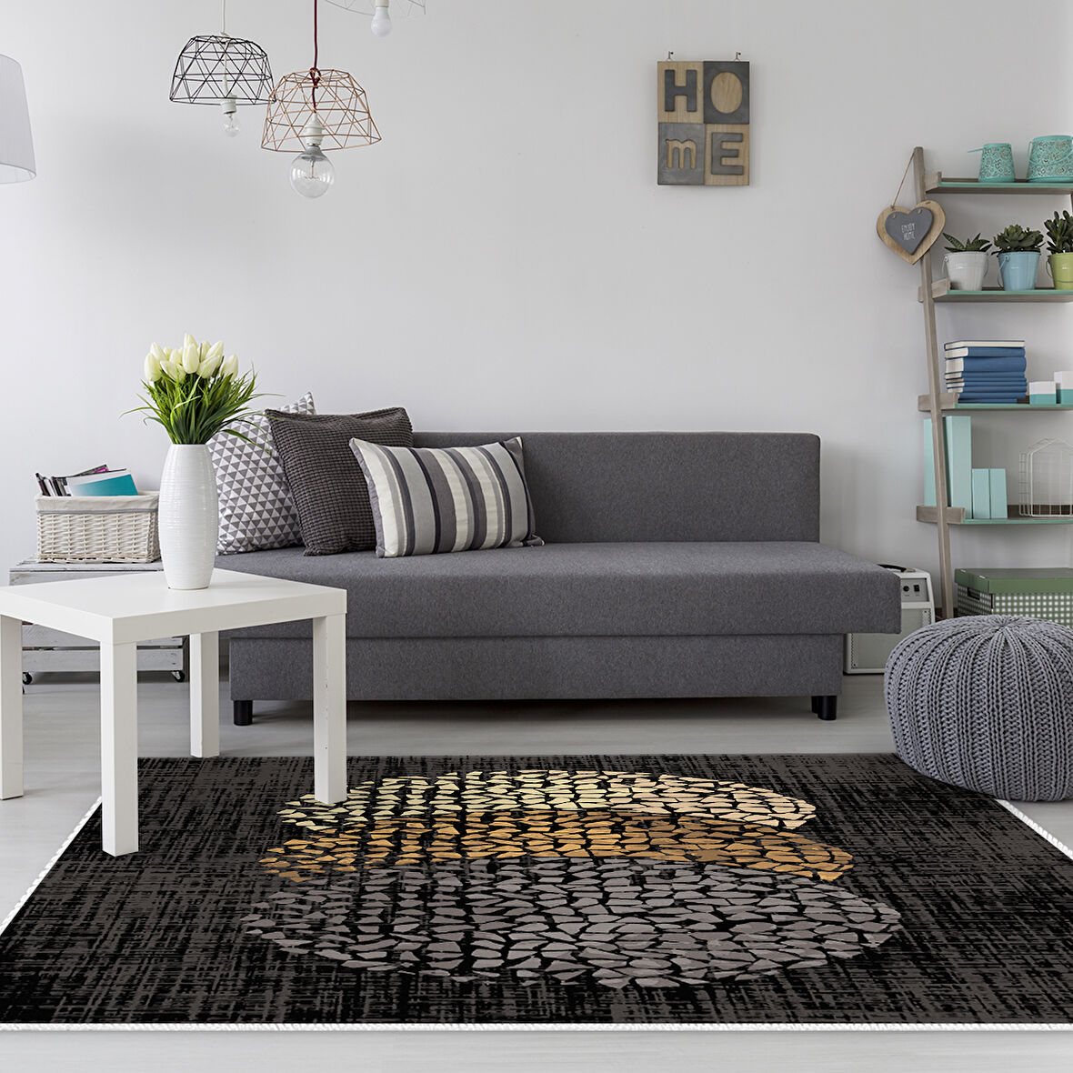 Dekoreko Kaymaz Taban Djt Salon Halısı Star Pamuk Modern E4052