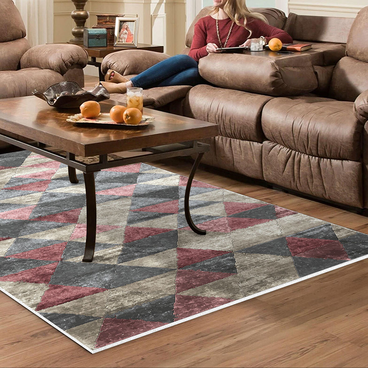 Dekoreko Kaymaz Taban Djt Salon Halısı Yıldız Deri İskandinav 661M