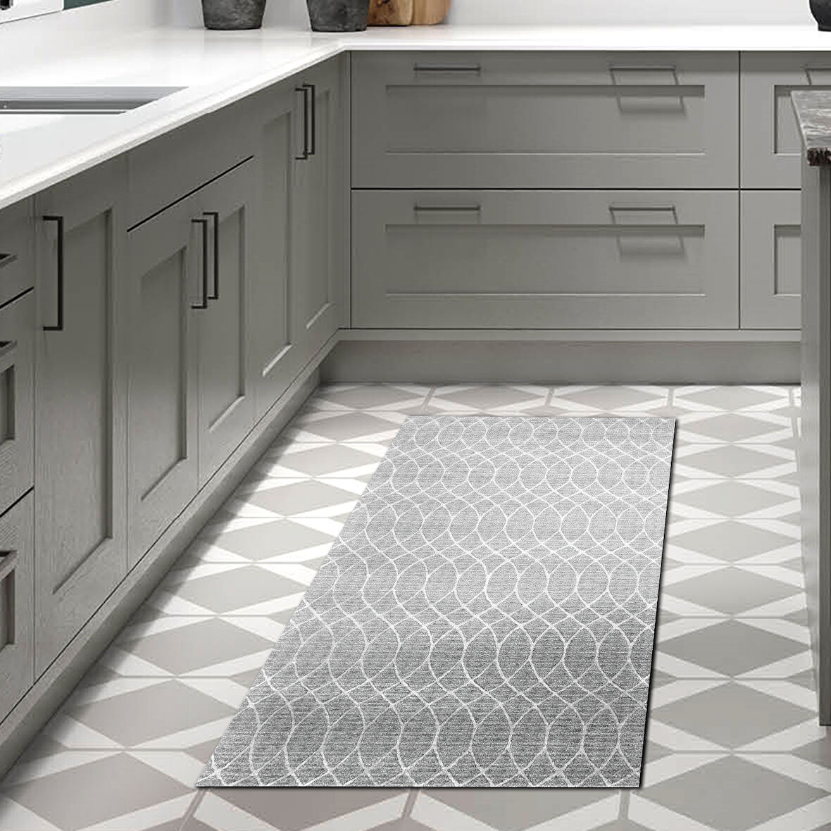 Dekoreko Kaymaz Taban Djt Mutfak Halısı Trend İskandinav F5084