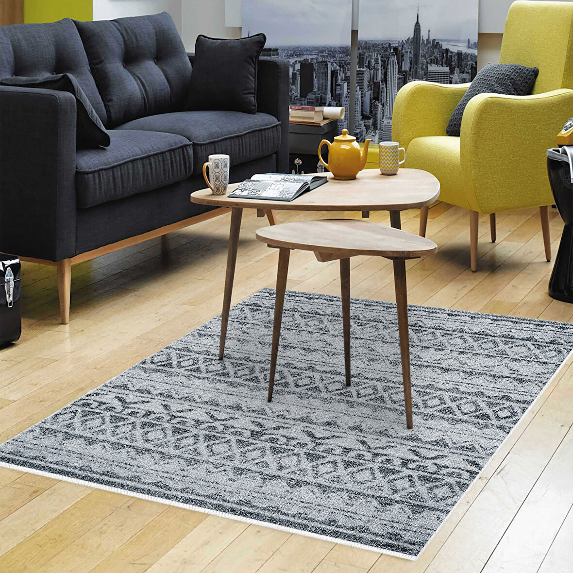 Dekoreko Kaymaz Taban Djt Salon Halısı Trend İskandinav F5078