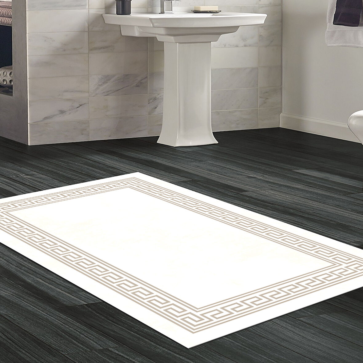 Dekoreko Kaymaz Taban Djt Banyo Halısı Yıldız Deri Modern 626M