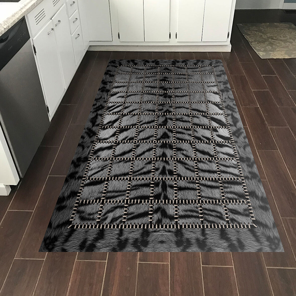 Dekoreko Kaymaz Taban Djt Mutfak Halısı Yıldız Deri Modern 1906