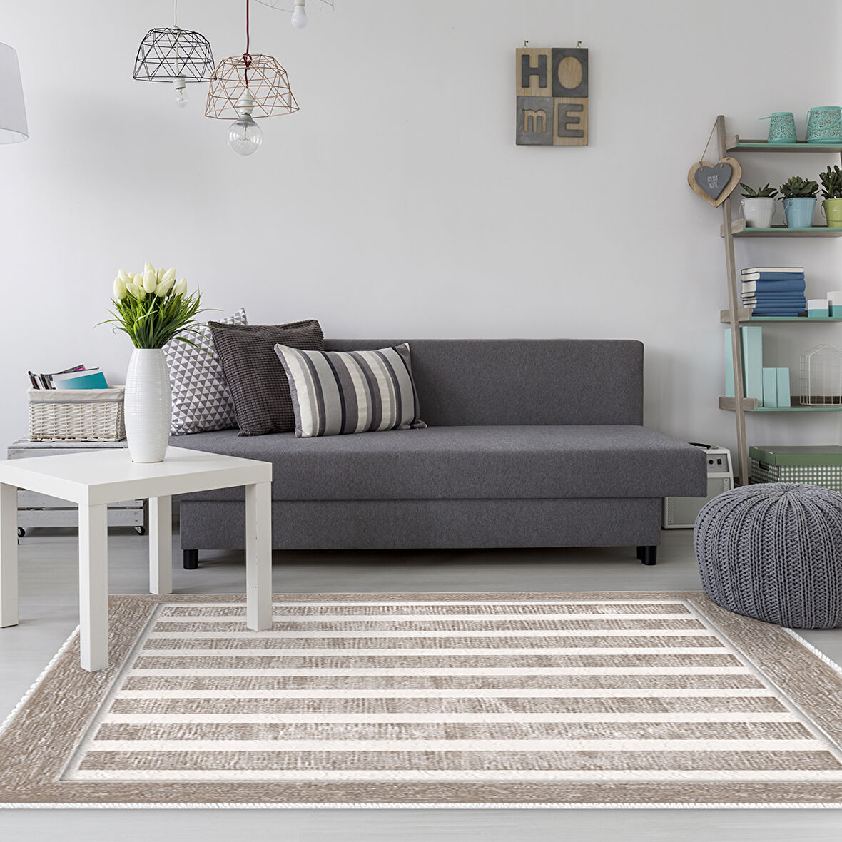 Dekoreko Kaymaz Taban Djt Salon Halısı Yıldız Deri Modern 1545