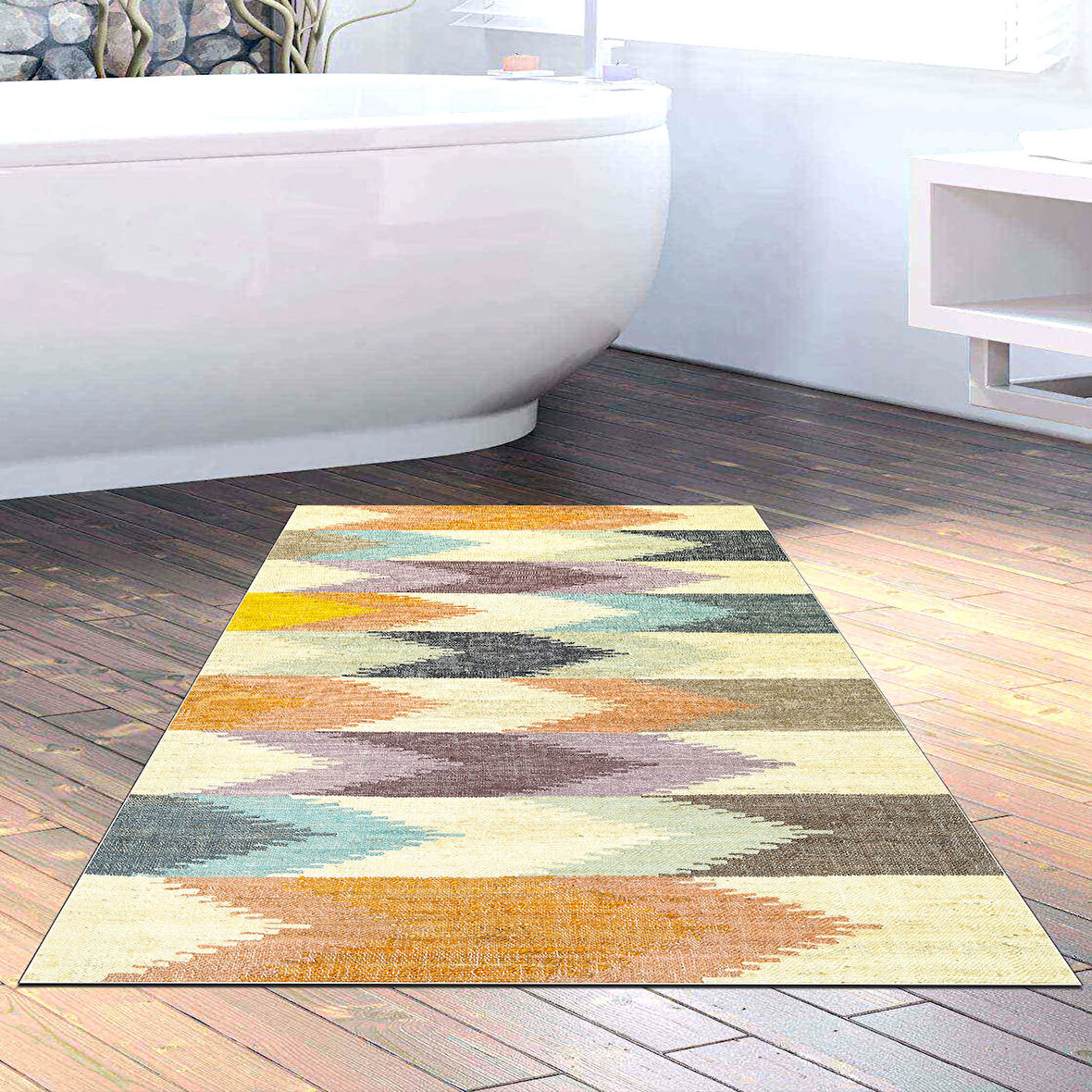 Dekoreko Kaymaz Taban Djt Banyo Halısı Star Pamuk Modern 629M