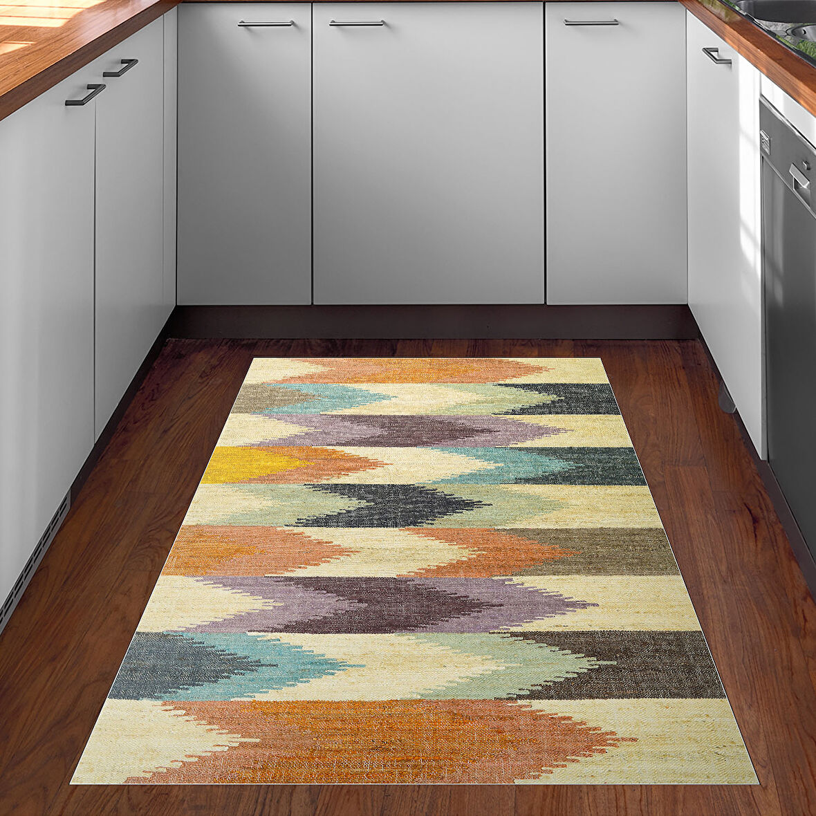 Dekoreko Kaymaz Taban Djt Mutfak Halısı Trend Modern 629M