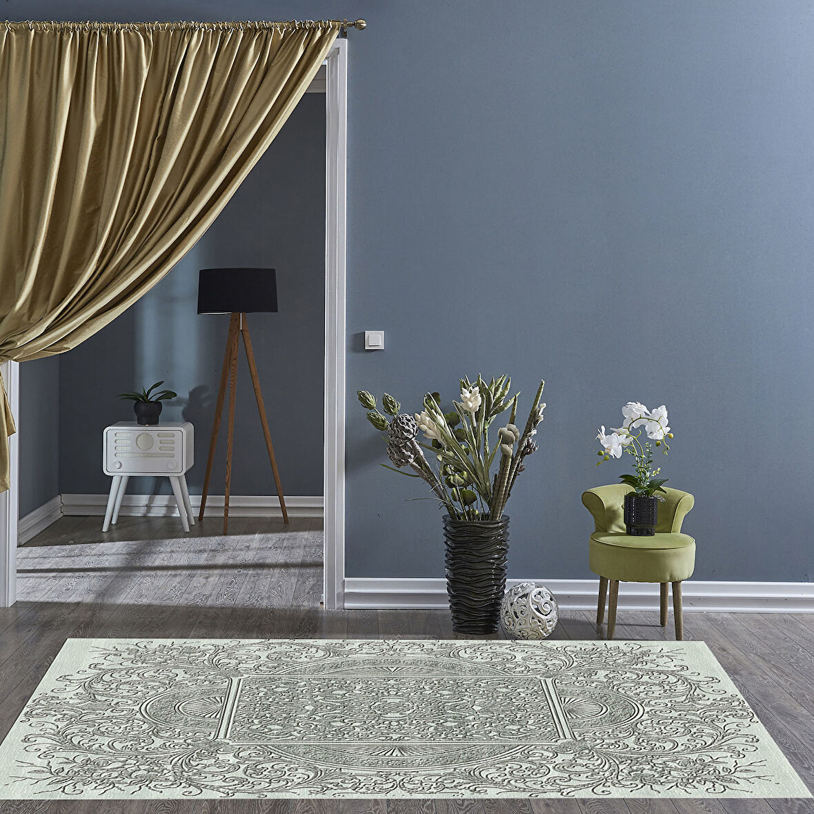 Dekoreko Kaymaz Taban Djt Salon Halısı Star Pamuk Modern 1488