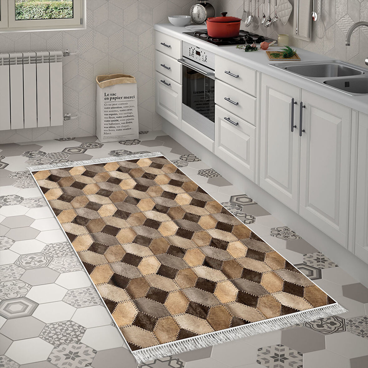 Dekoreko Kaymaz Taban Djt Mutfak Halısı Trend Saçaklı Modern 1926