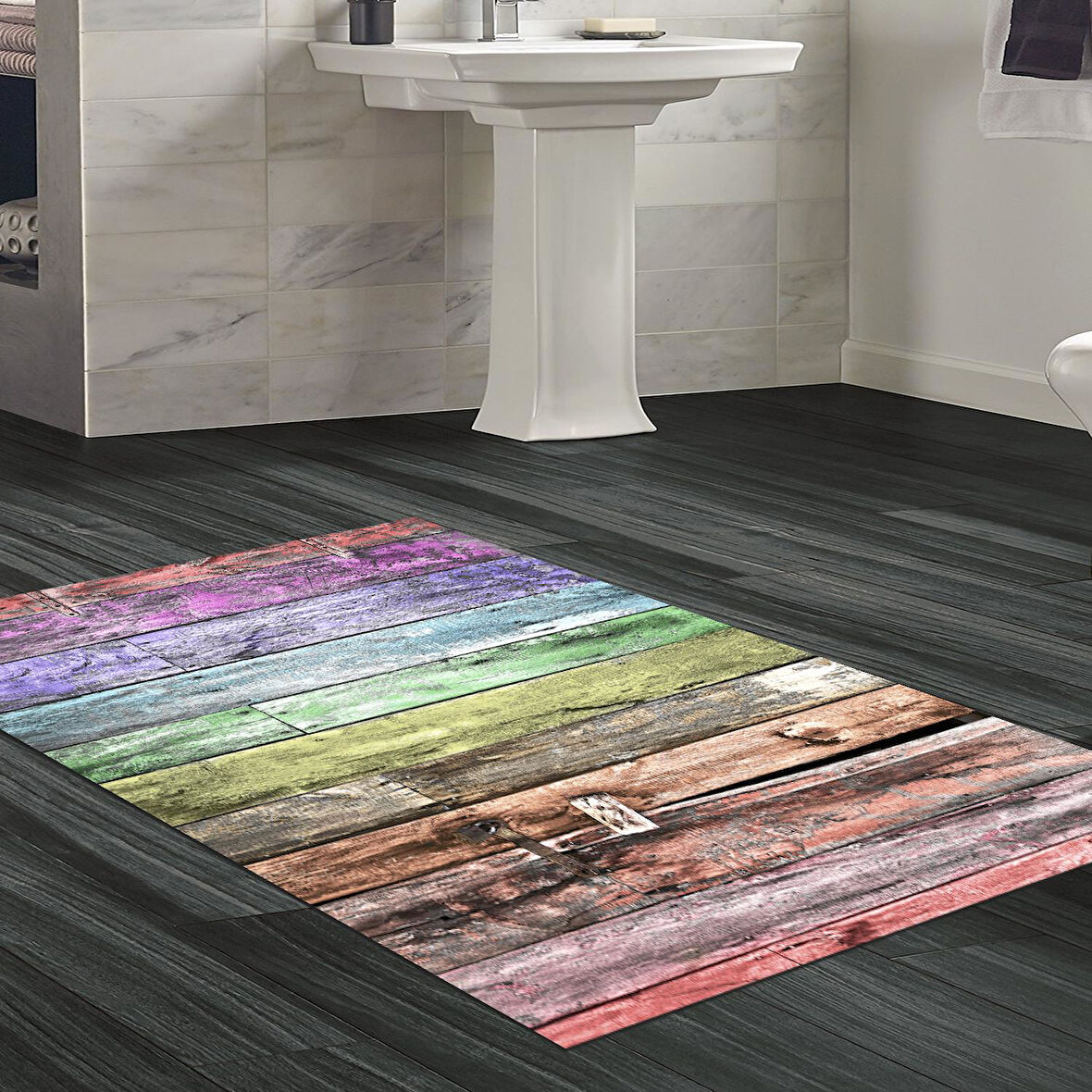 Dekoreko Kaymaz Taban Djt Banyo Halısı Star Pamuk Modern Mu136