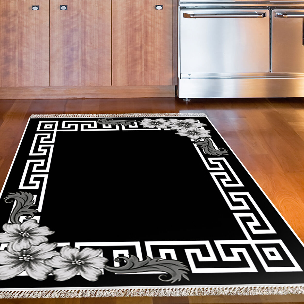 Dekoreko Kaymaz Taban Djt Mutfak Halısı Yıldız Deri Saçaklı Modern Kt494