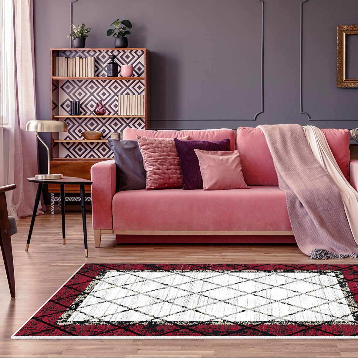 Dekoreko Kaymaz Taban Djt Salon Halısı Star Pamuk Modern M5129