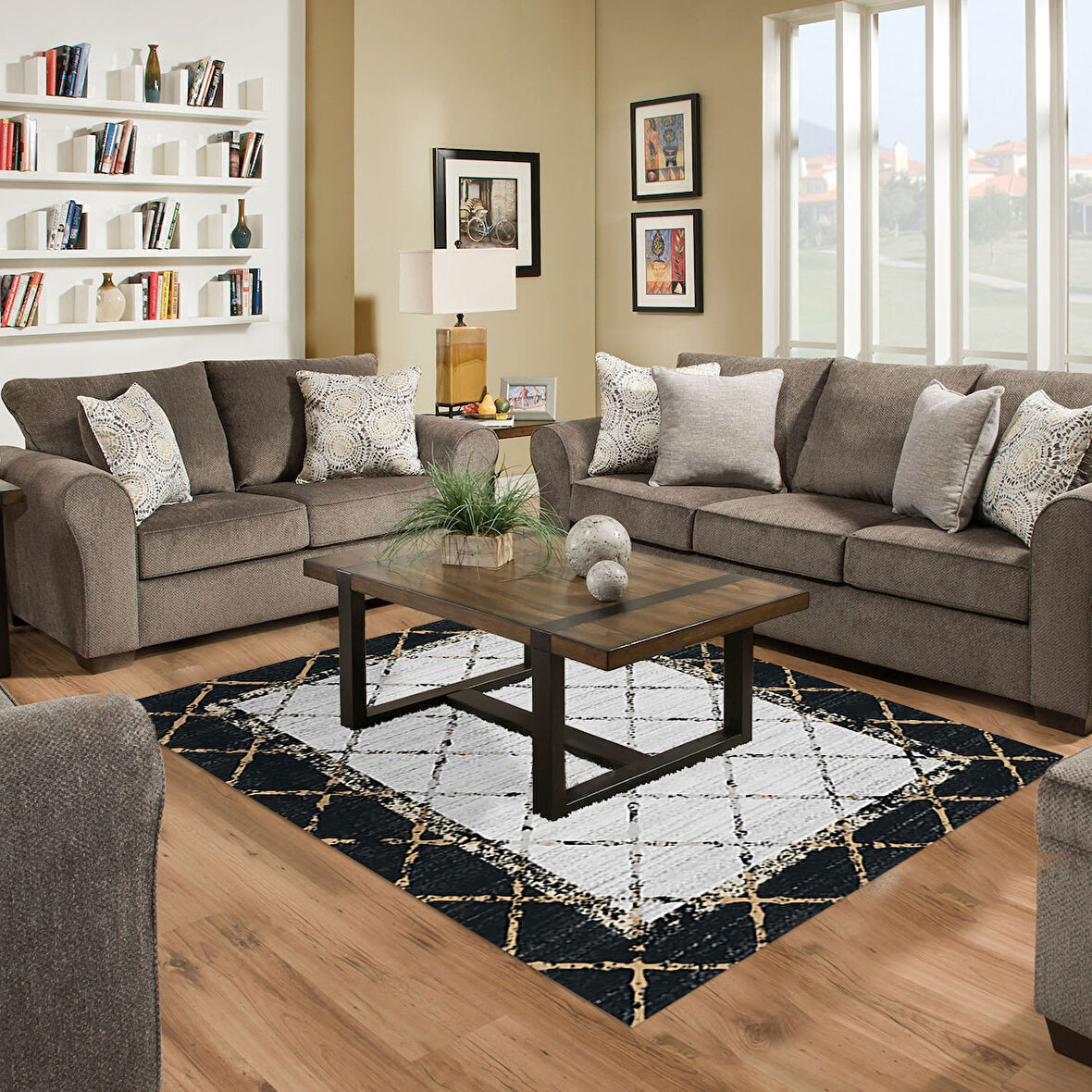 Dekoreko Kaymaz Taban Djt Salon Halısı Trend Modern M5129