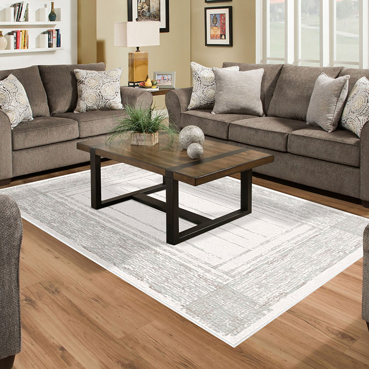 Dekoreko Kaymaz Taban Djt Salon Halısı Yıldız Deri Modern M5076