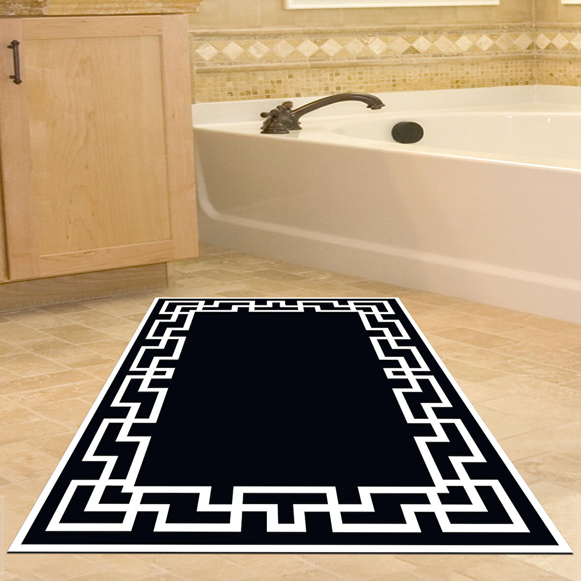 Dekoreko Kaymaz Taban Djt Banyo Halısı Star Pamuk Modern F5035