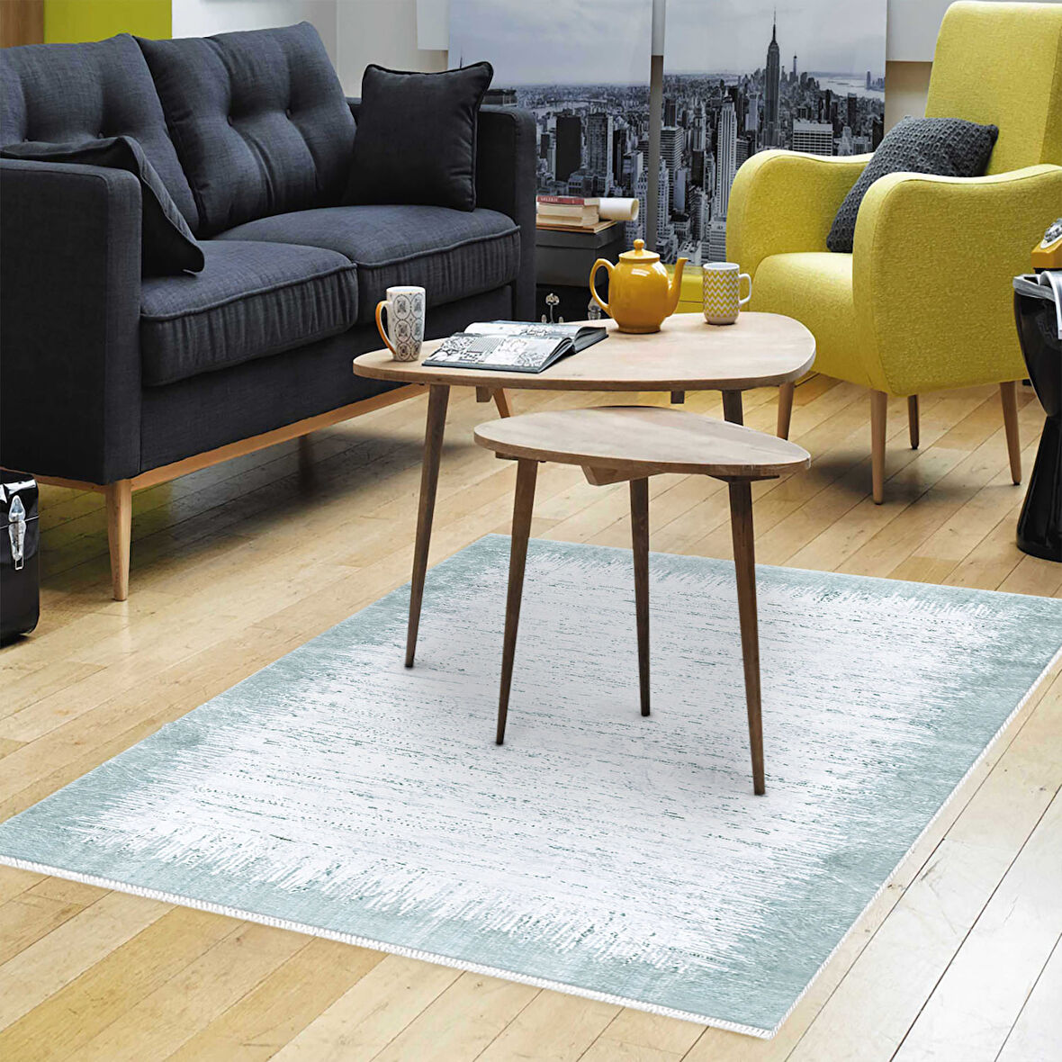 Dekoreko Kaymaz Taban Djt Salon Halısı Star Pamuk Modern 1342