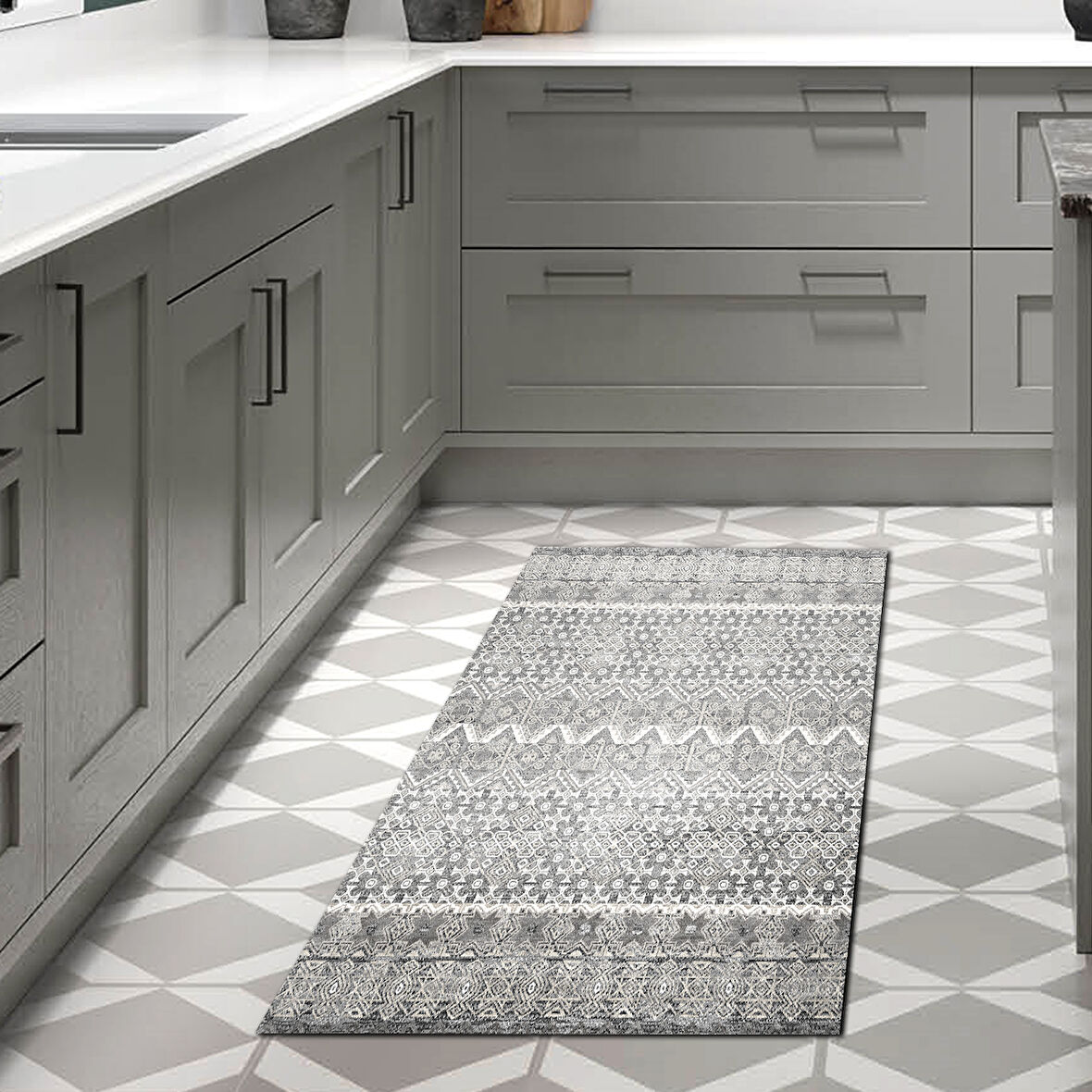 Dekoreko Kaymaz Taban Djt Mutfak Halısı Star Pamuk İskandinav 1700