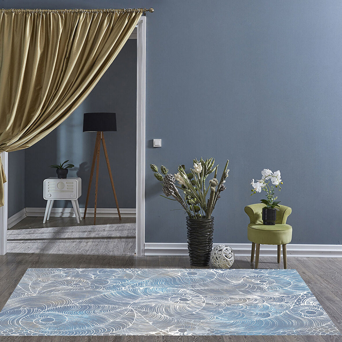 Dekoreko Kaymaz Taban Djt Salon Halısı Star Pamuk Modern 1303