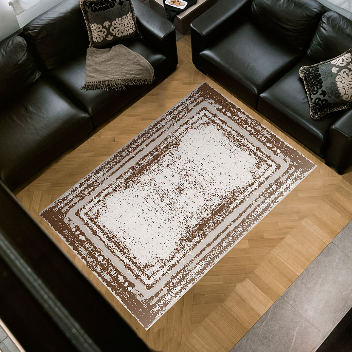 Dekoreko Kaymaz Taban Djt Salon Halısı Yıldız Deri Modern M5132