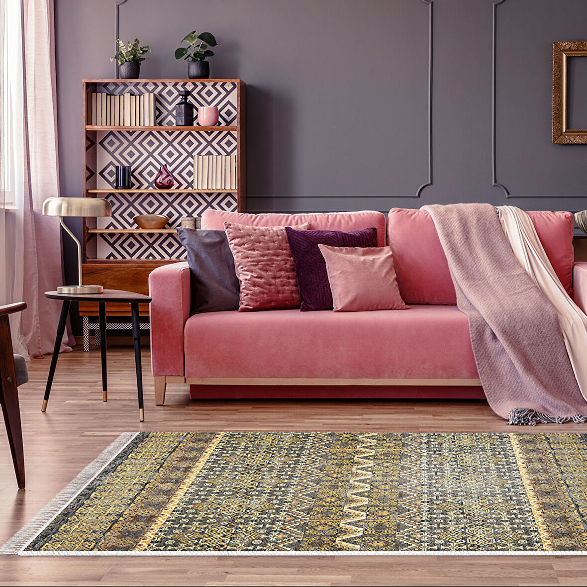 Dekoreko Kaymaz Taban Djt Salon Halısı Star Pamuk Saçaklı İskandinav 1700