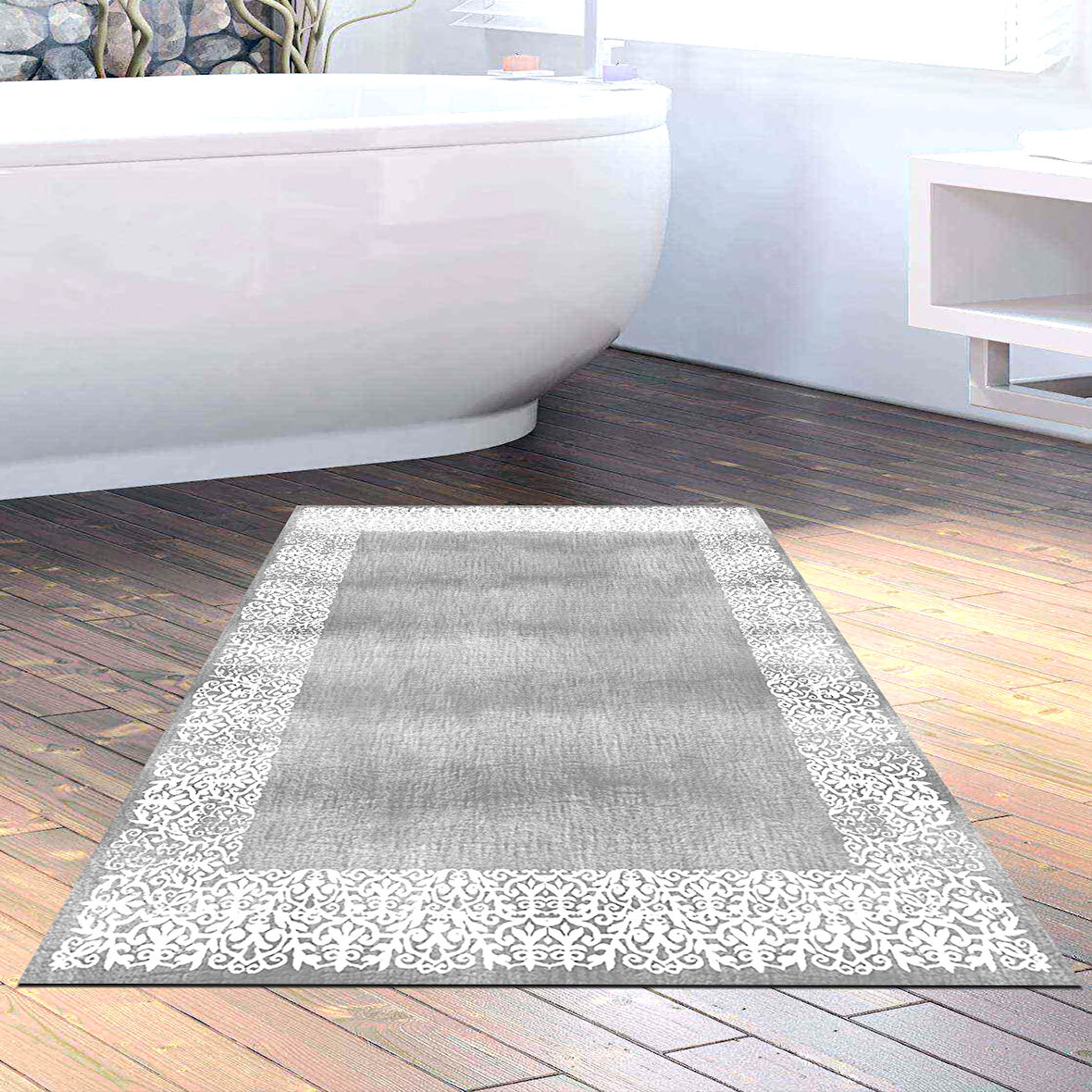 Dekoreko Kaymaz Taban Djt Banyo Halısı Star Pamuk Modern 1460