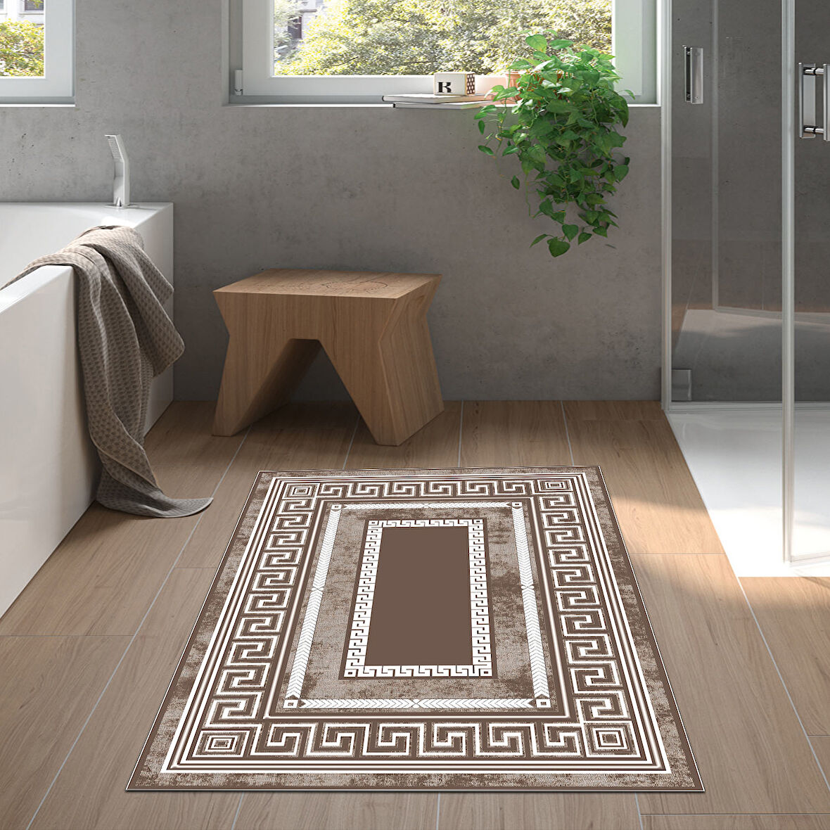 Dekoreko Kaymaz Taban Djt Banyo Halısı Trend Modern 651M