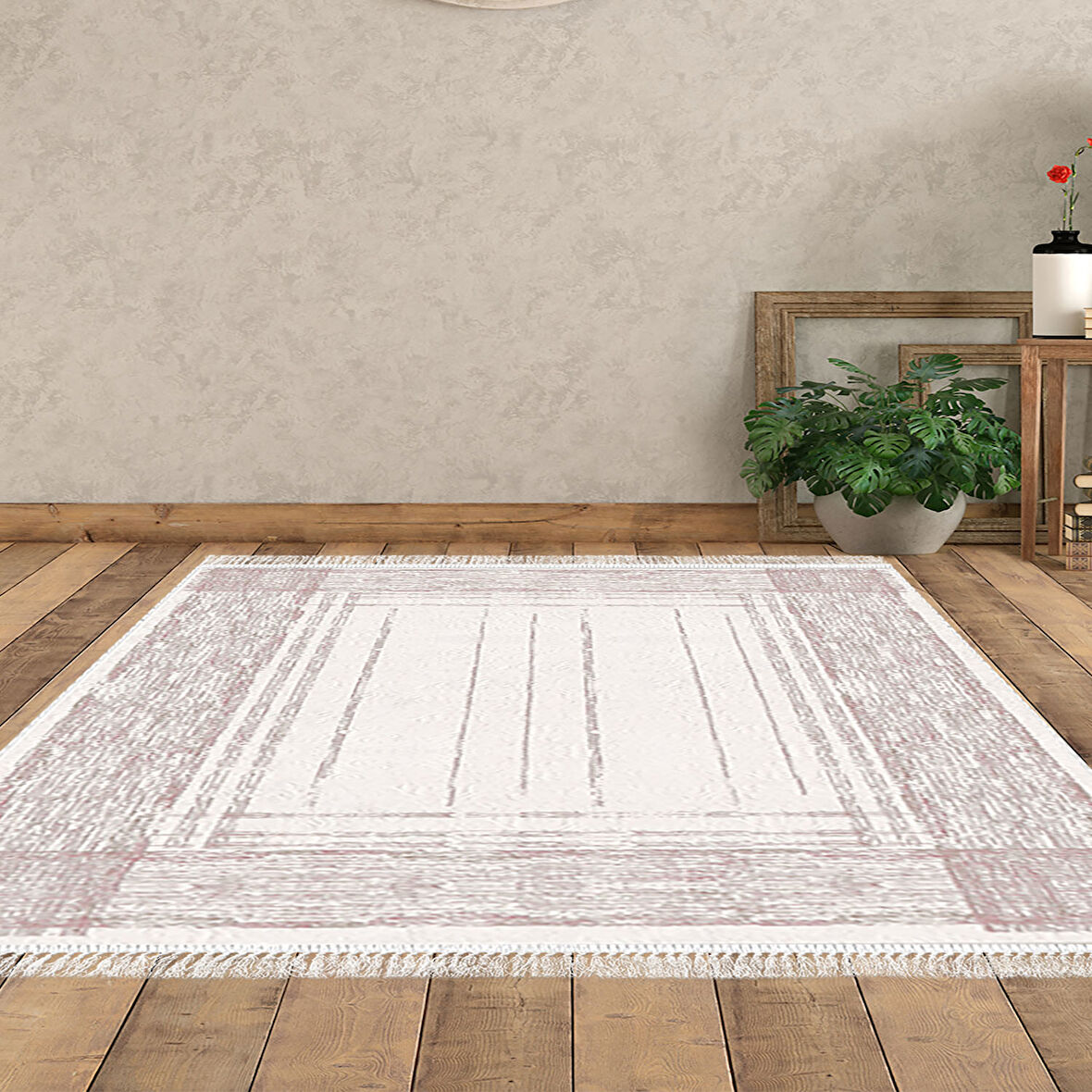 Dekoreko Kaymaz Taban Djt Salon Halısı Trend Saçaklı Modern M5076