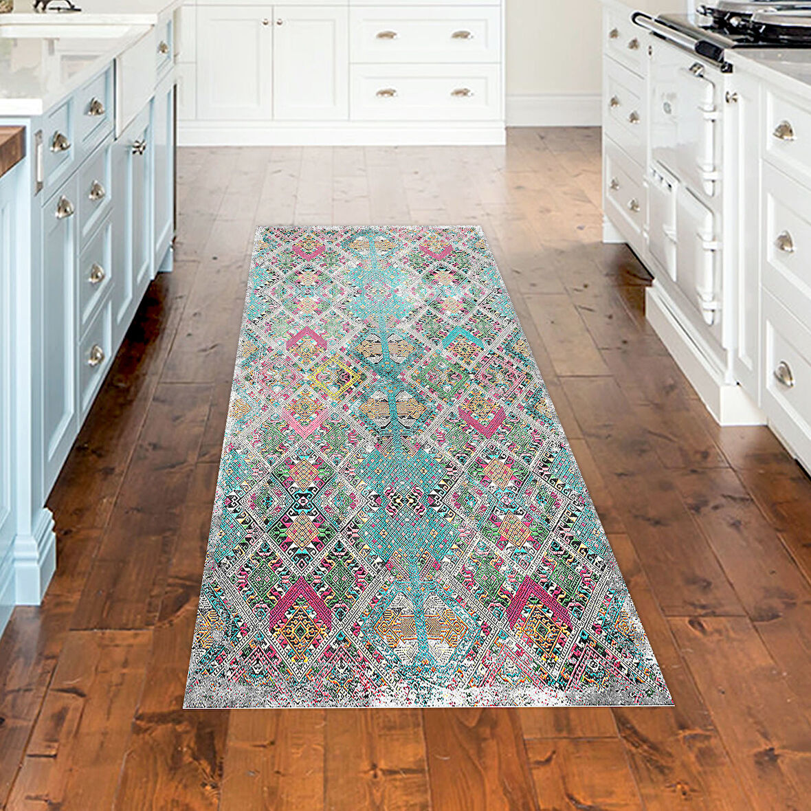 Dekoreko Kaymaz Taban Djt Mutfak Halısı Yıldız Deri İskandinav F5009