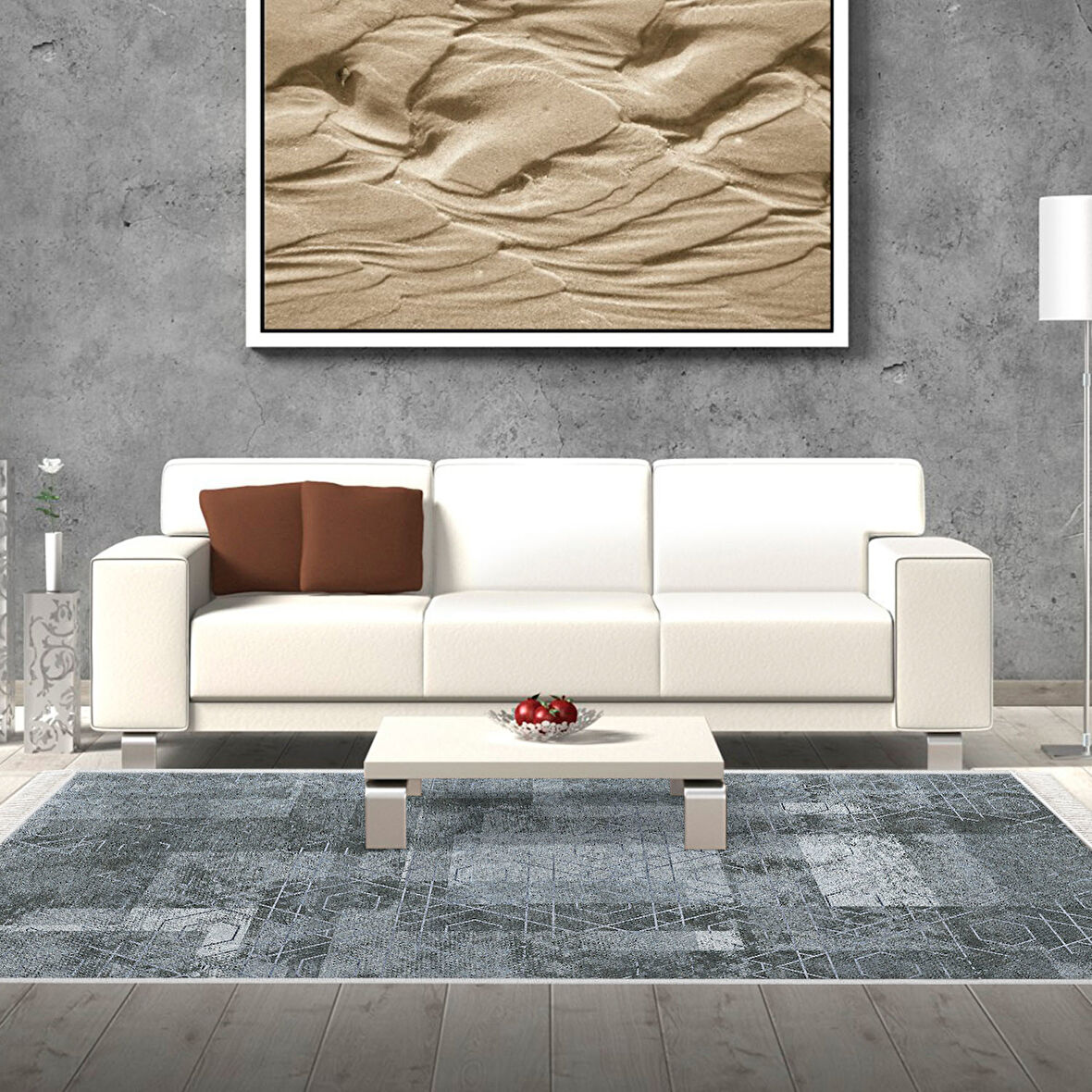 Dekoreko Kaymaz Taban Djt Salon Halısı Star Pamuk Saçaklı İskandinav F5132