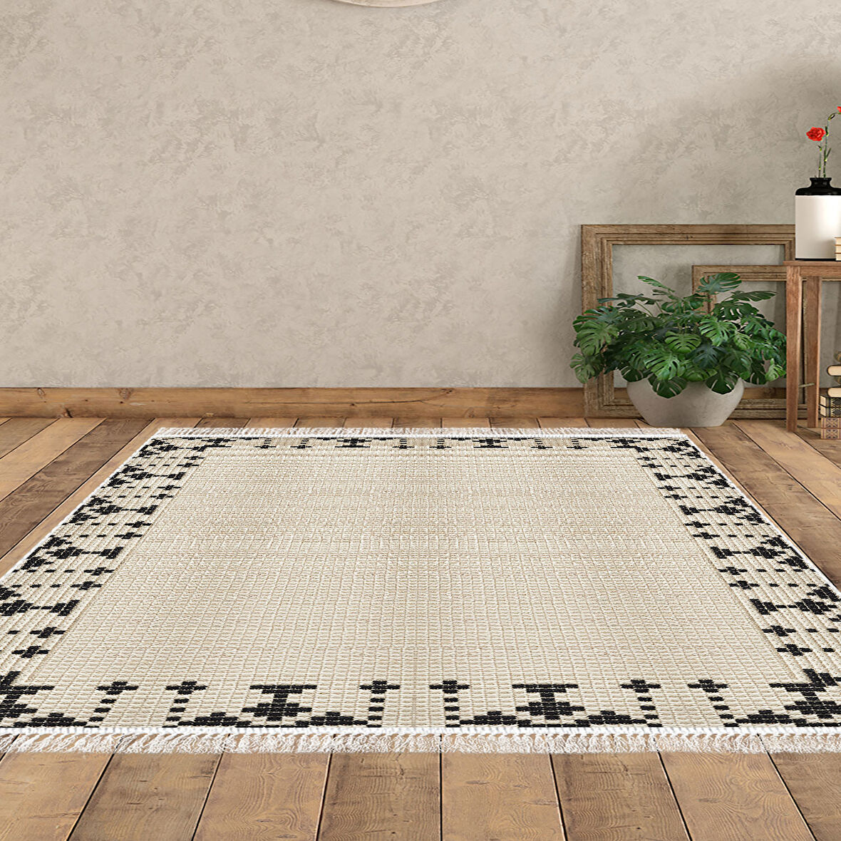 Dekoreko Kaymaz Taban Djt Salon Halısı Trend Saçaklı Modern 1945