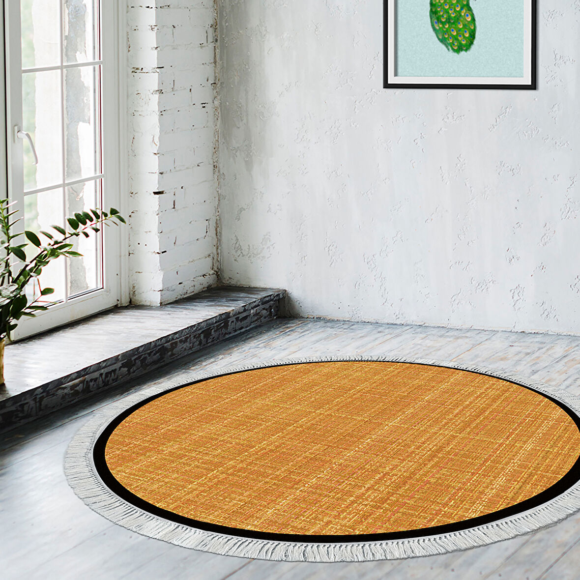 Alanur Home Kaymaz Taban Djt Banyo Mutfak Salon Halı Star Pamuk Saçaklı Yuvarlak Dokuma Desen E5007