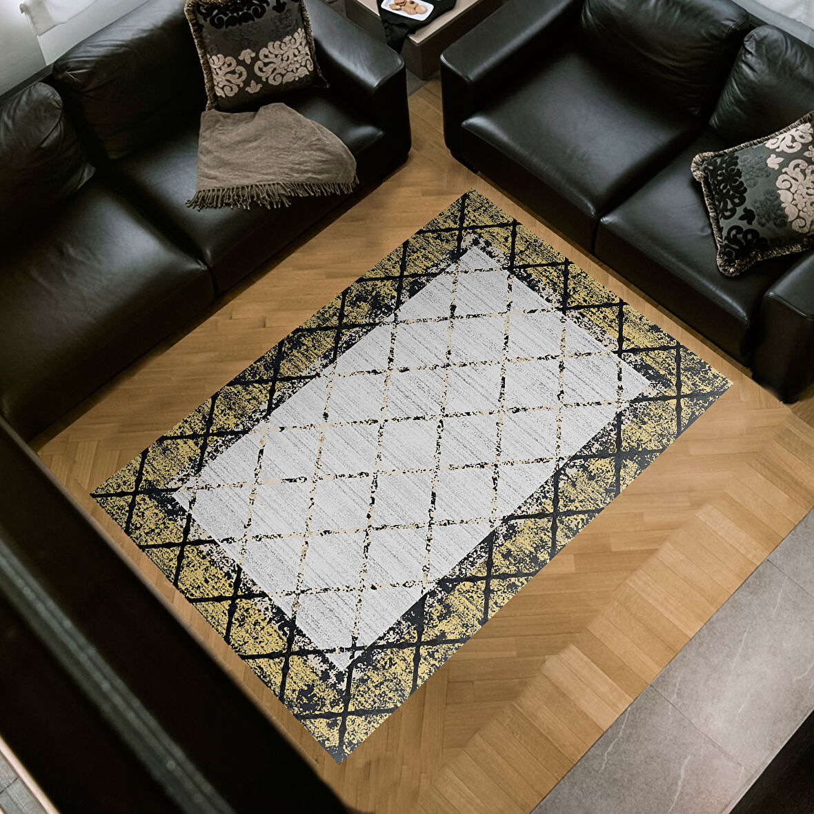 Dekoreko Kaymaz Taban Djt Salon Halısı Trend Modern M5129