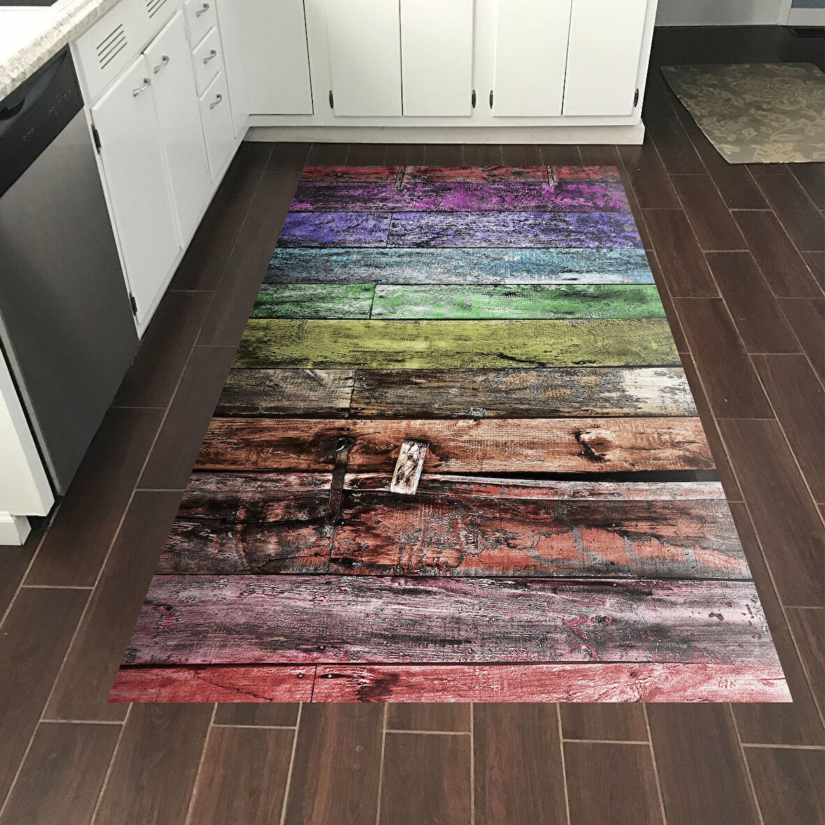 Dekoreko Kaymaz Taban Djt Mutfak Halısı Yıldız Deri Modern Mu136