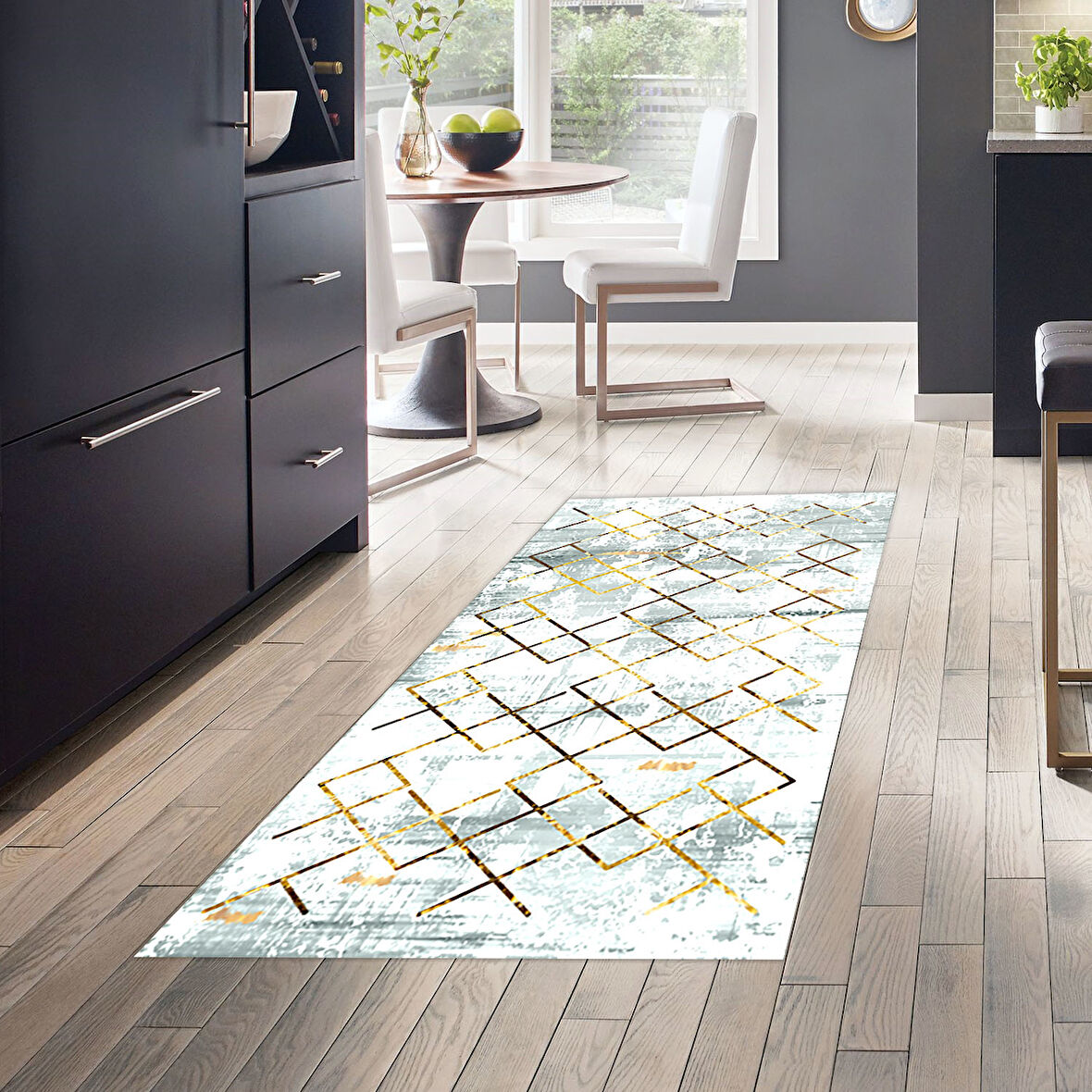 Dekoreko Kaymaz Taban Djt Mutfak Halısı Yıldız Deri Modern M5026