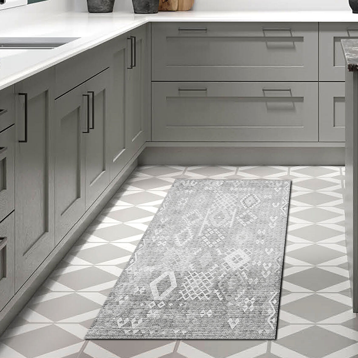 Dekoreko Kaymaz Taban Djt Mutfak Halısı Trend İskandinav F5137